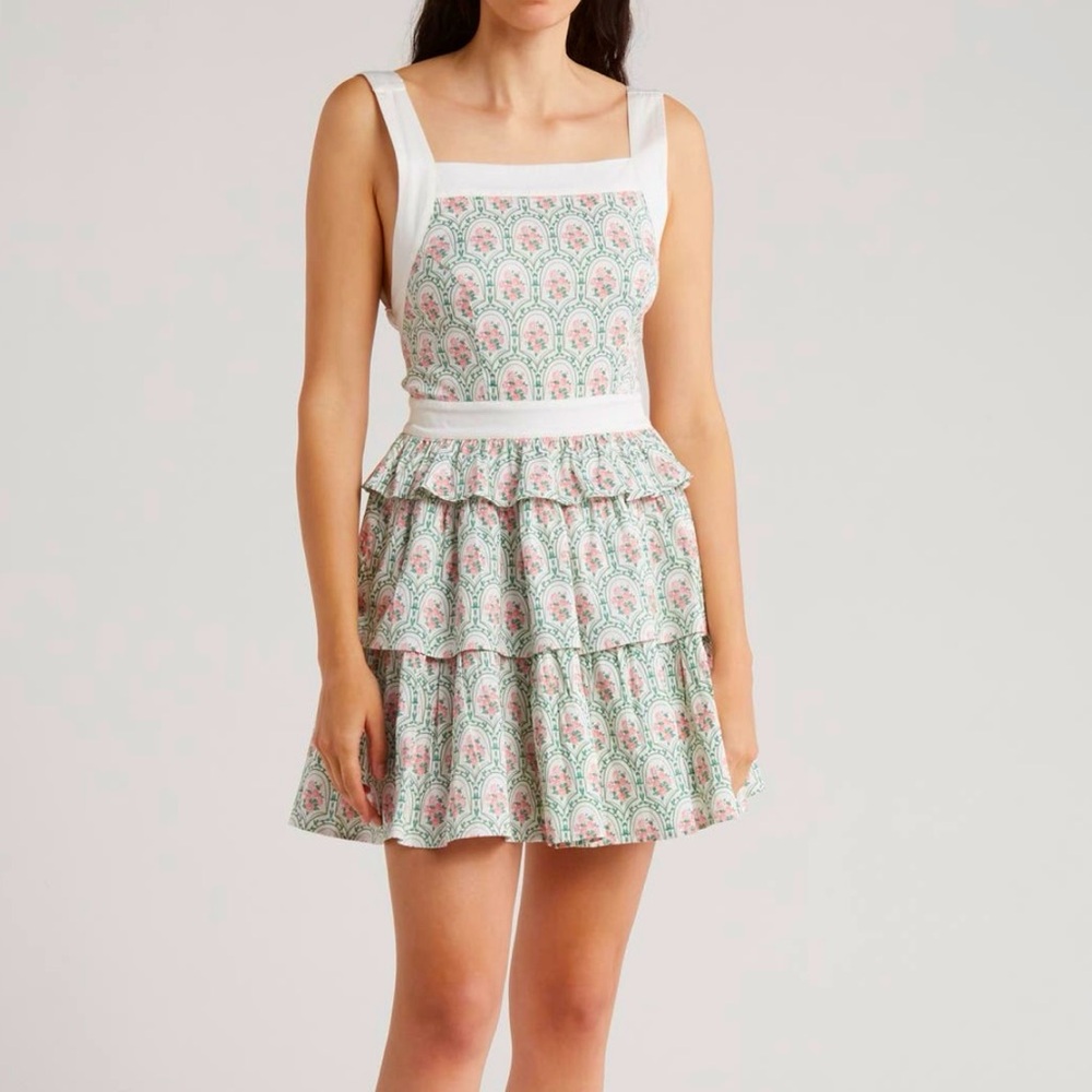 Rachel Parcell floral tiered stretch cotton poplin mini dress